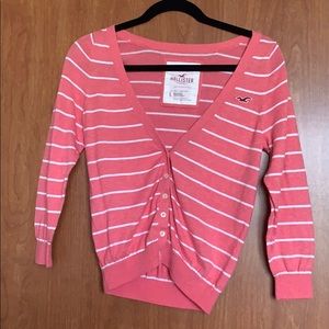 Hollister Coral Button up Cardigan Sz L